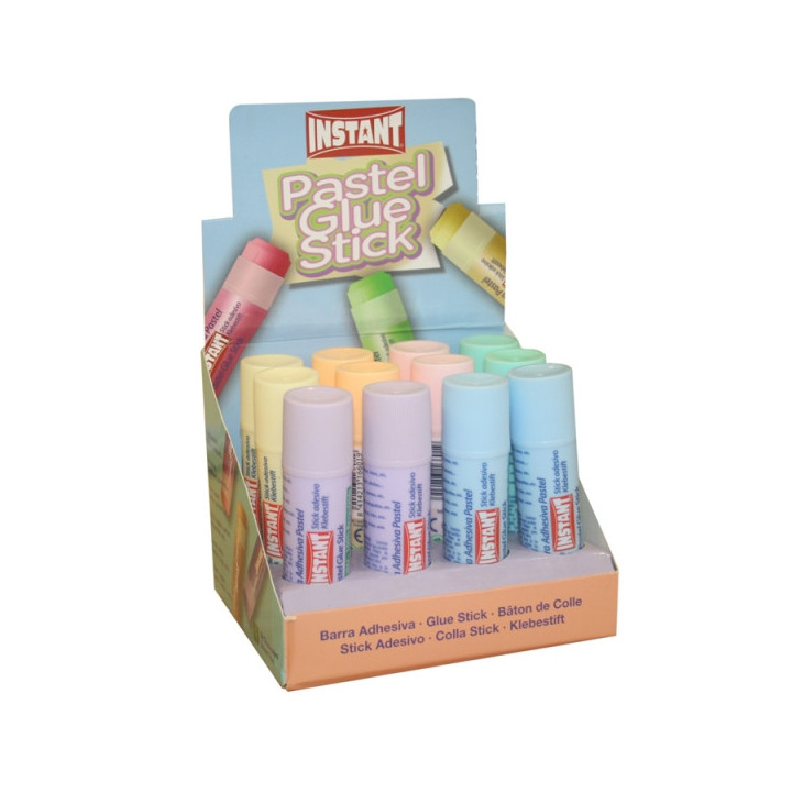 Instant Pastel Barra de Pegamento 20grs - Apto para Uso Infantil y/o Domestico - Lavable - Sin Disolventes - Colores Surtidos