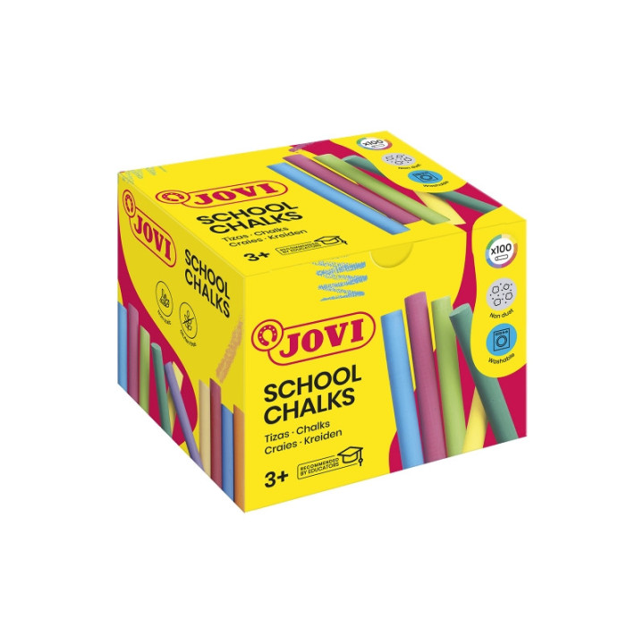 Jovi Classcolor Caja de 100 Tizas Antipolvo - Especiales para Dibujar en El Suelo - Ideales para Juegos y Murales en Asfalto -
