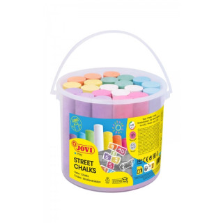 Jovi Street Chalks Bote 21 Tizas Jumbo - Especiales para Dibujar en El Suelo - Tizas Redondas - Facil Eliminacion con Agua - Po