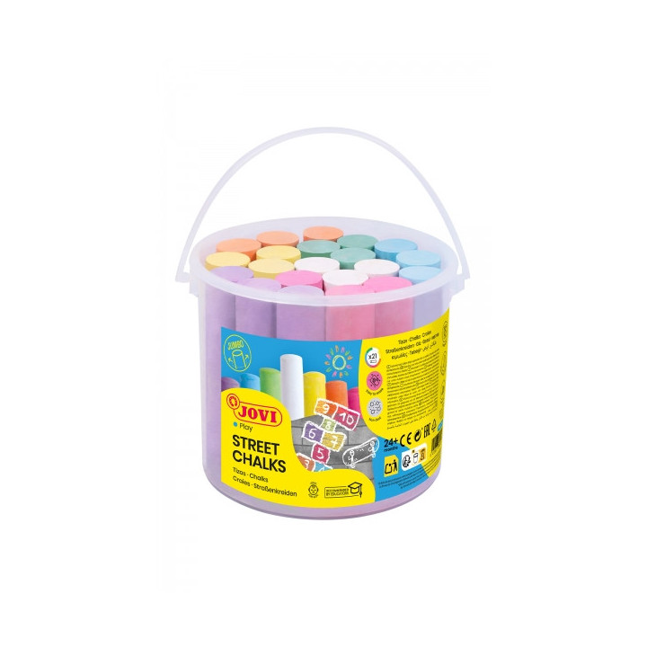 Jovi Street Chalks Bote 21 Tizas Jumbo - Especiales para Dibujar en El Suelo - Tizas Redondas - Facil Eliminacion con Agua - Po