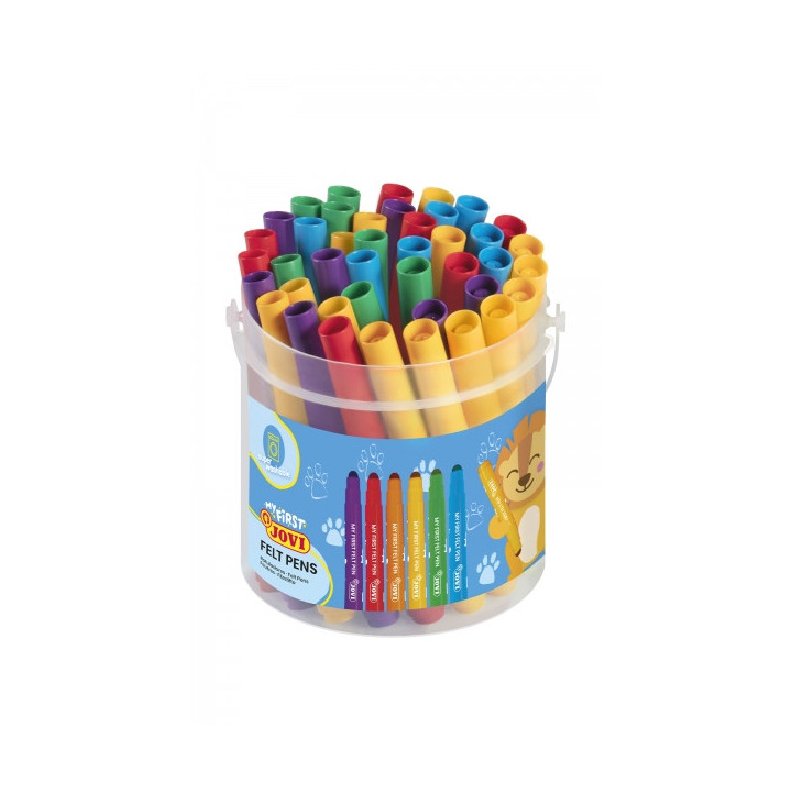 Jovi My First Felt Pen Bote 36 Rotuladores - Punta Antihundimiento - Facil Deslizamiento - Color Surtido