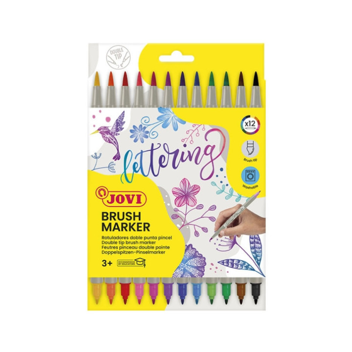 Jovi Brush Marker Pack de 12 Rotuladores Doble Punta - Punta Pincel 4