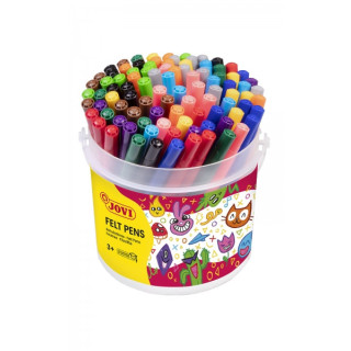 Jovi Felt Pens Bote de 96 Rotuladores - Amplia Variedad de Tonos - Tinta de Gran Fijacion - Punta Resistente - Capuchon Ventila