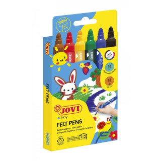 Jovi Felt Pens Estuche de 6 Rotuladores Jumbo - Tinta de Gran Fijacion - Punta Resistente - Grip Ergonomico - Capuchon Ventilad