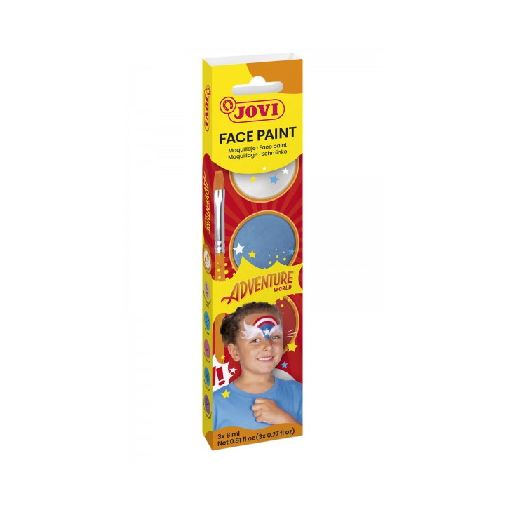 Jovi Adventure Estuche de 3 Botes 8ml Maquillaje Crema + Accesorios - Hipoalergenico - Facil Aplicacion - Base Grasa - Elimina