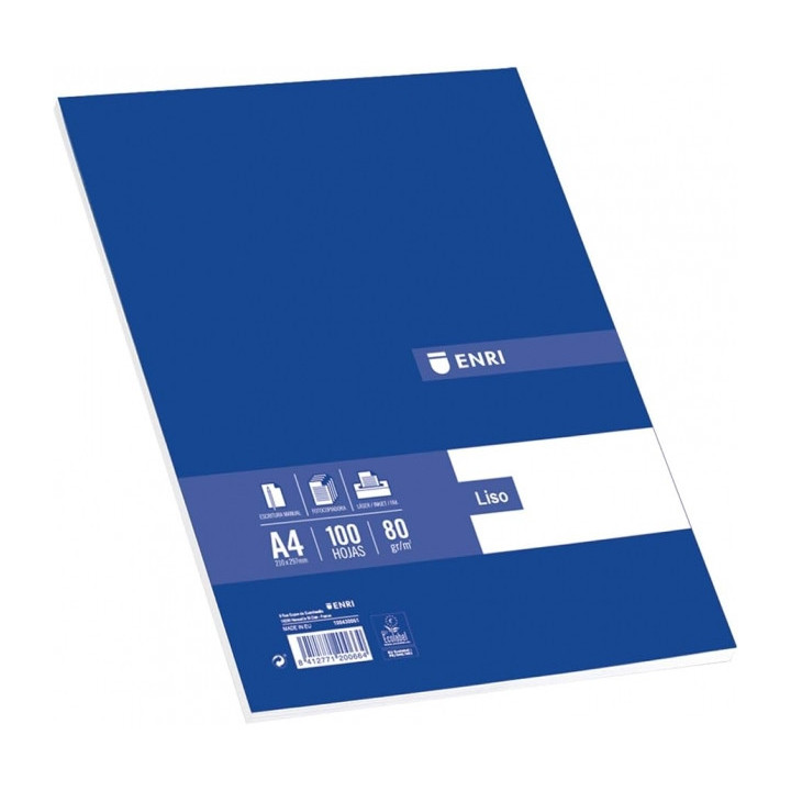 Enri Paquete de 100 Hojas A4 Liso - Papel de Alta Calidad - Color Blanco