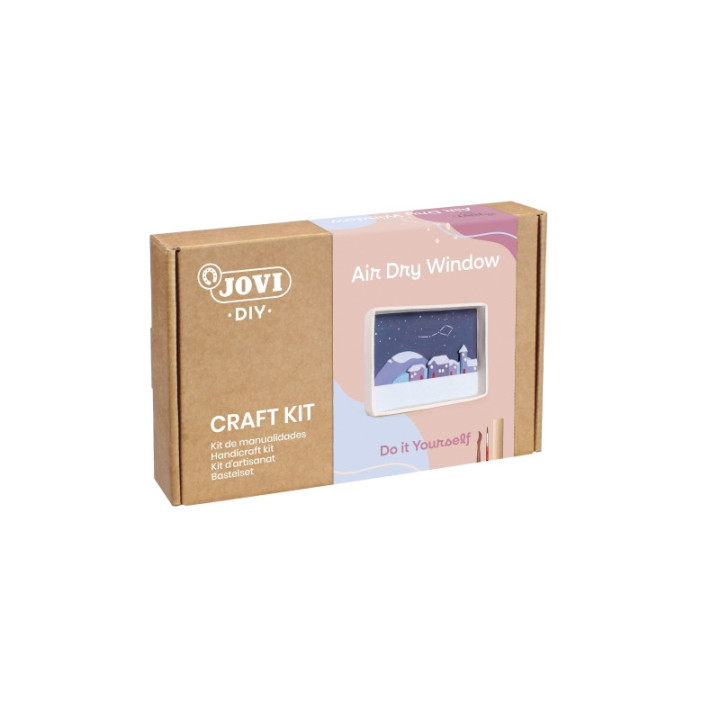 Jovi Diy Kit de Manualidades para Ventana con Paisaje - Pasta Endurecible Air Dry - Herramientas de Modelaje - Pinturas Gouache