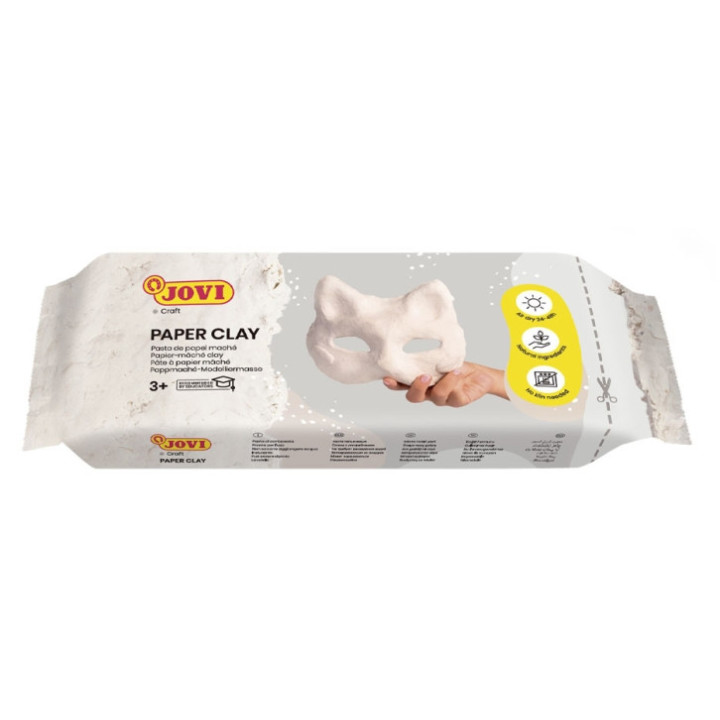 Jovi Paper Clay Pasta de Papelmache 680gr - Lista para Usar - Secado al Aire - Ligera y Facil de Modelar - No Mancha - Ideal pa