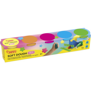 Jovi Soft Dough Estuche de 5 Botes Colores Neon - Blanda y Flexible - Facil de Amasar y Moldear - Ideal para Iniciacion al Mode