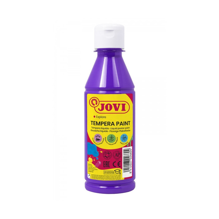 Jovi Tempera Paint Tempera Liquida 250ml - Base Agua - Lista para Usar - Alto Poder Cubriente - Secado Rapido - Excelente Fluid