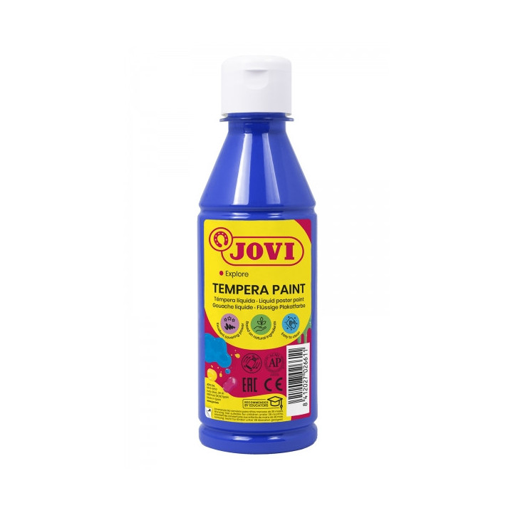 Jovi Tempera Paint Tempera Liquida 250ml - Base Agua - Lista para Usar - Alto Poder Cubriente - Secado Rapido - Excelente Fluid