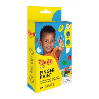 Jovi Finger Paint Estuche de 6 Botes Pintura de Dedos - Colores Mezclables - Textura Gelatinosa - Lavable - sin Gluten - No Tox