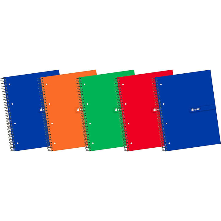 Enri Plus Cuaderno Espiral Formato A4+ Cuadriculado 5x5mm - 120 Hojas + 40 Gratis Microperforadas - Cubierta Extradura - Colore