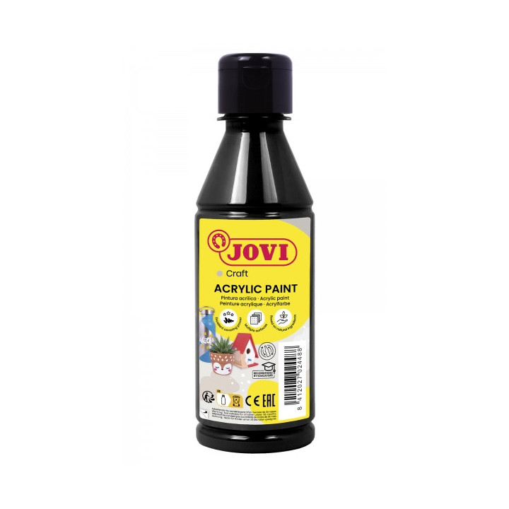 Jovi Jovidecor Acryl Pintura Acrilica Satinada - Alto Poder Cubriente - Facil Aplicacion - Resistente al Agua y Jabon - Color N