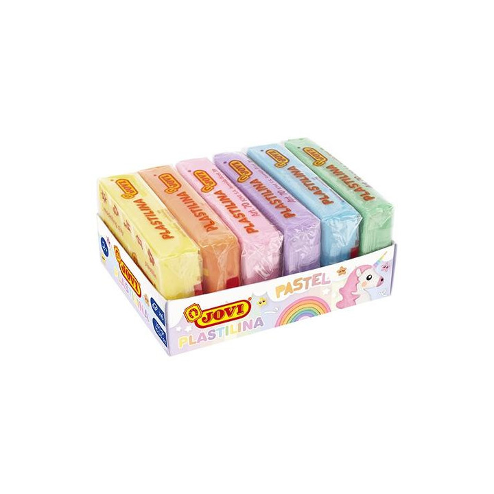 Jovi Pack de 6 Pastillas de Plastilina 50gr - 100% Vegetal - Muy Moldeable - No Se Seca - Colores Mezclables - Colores Pastel S