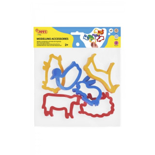 Jovi Modelling Accessories Bolsa Colgable con 6 Moldes de Corte Animales de Granja - Plastico Duradero - Formas de Animales de