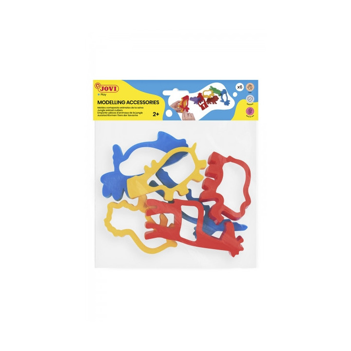 Jovi Modelling Accessories Bolsa Colgable con 6 Moldes de Corte Animales de Jungla - Moldes de Plastico para Plastilina - Forma