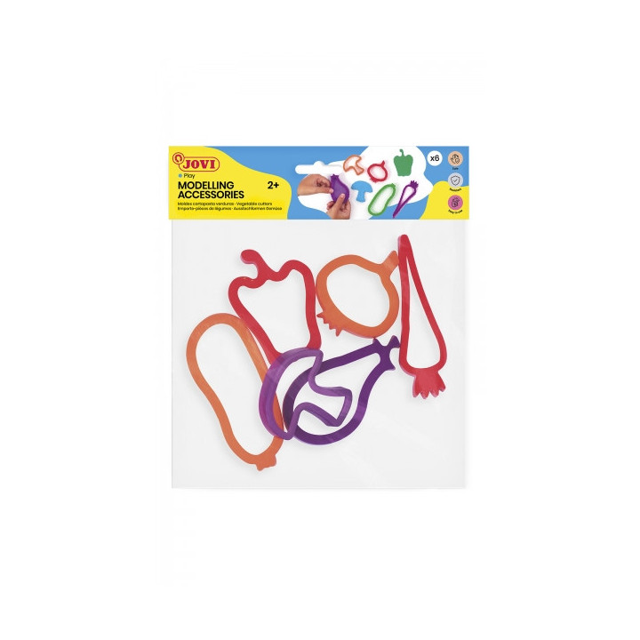 Jovi Modelling Accessories Bolsa Colgable con 6 Moldes de Corte Vegetales - Moldes de Plastico para Plastilina - Formas de Verd