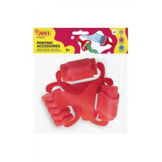 Jovi Bolsa Colgable con 3 Rodillos Espuma Grandes Estampados Diversos - Mango Resistente - Ideal para Tempera