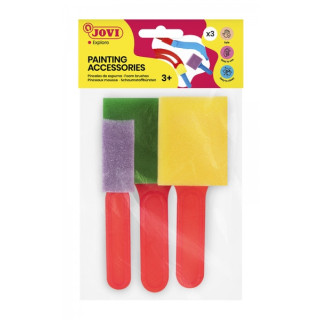 Jovi Painting Accessories Pack de 3 Pinceles de Espuma - Tamaños Diferentes - Especiales para Pintura de Dedos - Faciles de Li