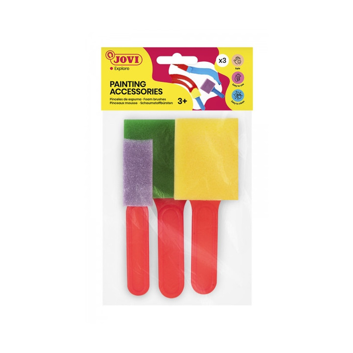 Jovi Painting Accessories Pack de 3 Pinceles de Espuma - Tamaños Diferentes - Especiales para Pintura de Dedos - Faciles de Li