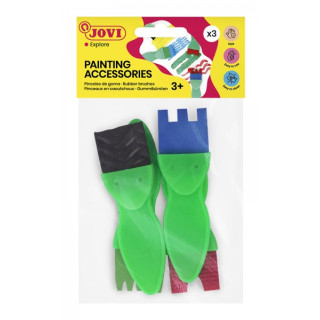 Jovi Bolsa Colgable con 4 Pinceles de Goma Estampados Diversos - Formas Variadas - Especial para Pintura de Dedos - Facil Limpi