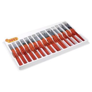 Jovi Caja Expositora de 144 Pinceles Artisticos Pelo Poney Surtidos - Pelo Natural - Mango de Madera - Calibre 00 al 12 - Punta