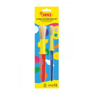 Jovi Jumbo Paint Brushes Pack 1 Pincel Mediano + 1 Pincel Grueso - Pelo Natural - Mango de Plastico - No Gotean - Facil Limpiez