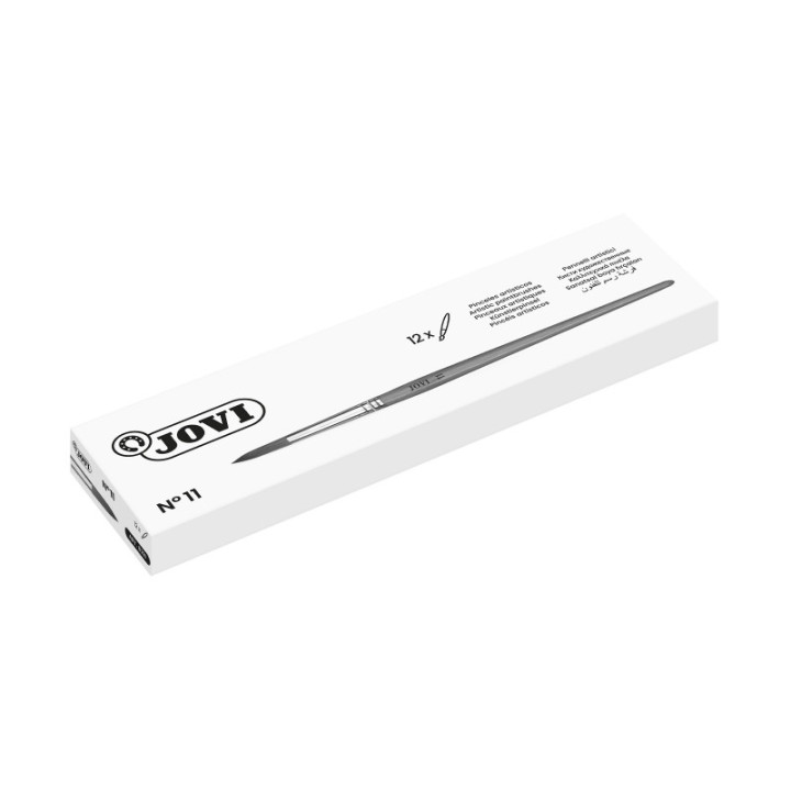 Jovi Pinceles Artisticos Pelo Poney Nº 11 - Pelo Natural - Mango de Madera - Calibre 00 al 12 - Punta Redonda - Pelo Suave - C