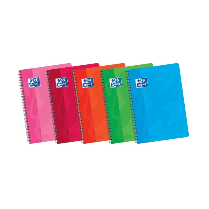 Oxford School Classic 4º Cuaderno Espiral Tapa Blanda 4x4 - 80 Hojas - Margen 4x4 - Colores Surtidos