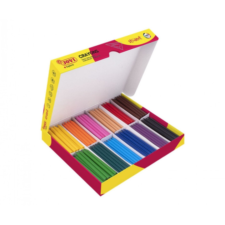 Jovi Crayons Student Caja de 300 Ceras Plasticas - Muy Resistentes - Acabado Brillante - Colores Mezclables - No Huelen Ni Manc