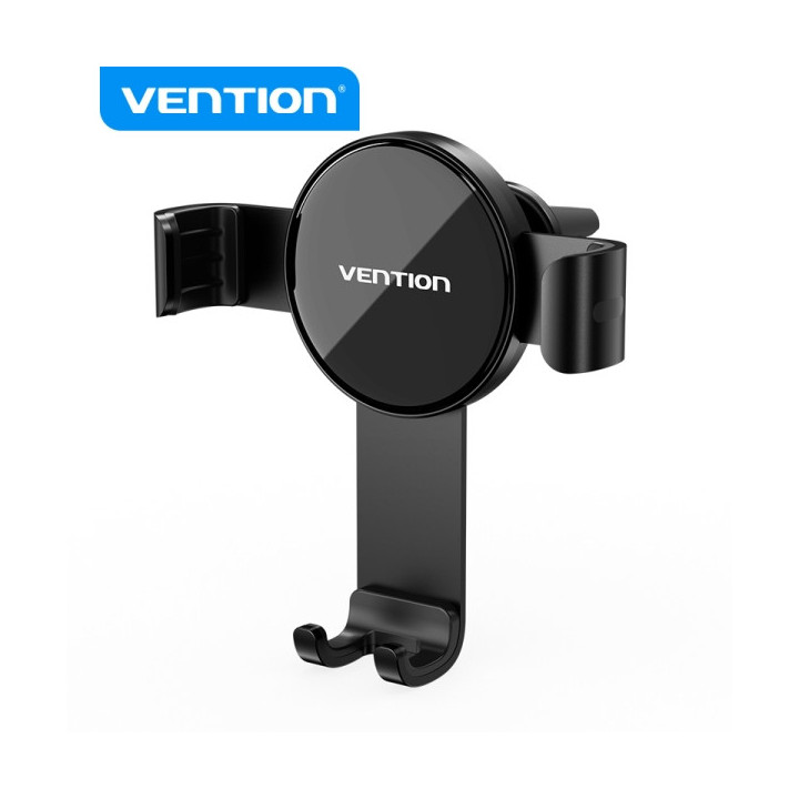 Vention Soporte Telefono Auto Sujecion Automatica - Clip Ventilacion - Estabilidad Triangular - Rotacion Libre - Color Negro