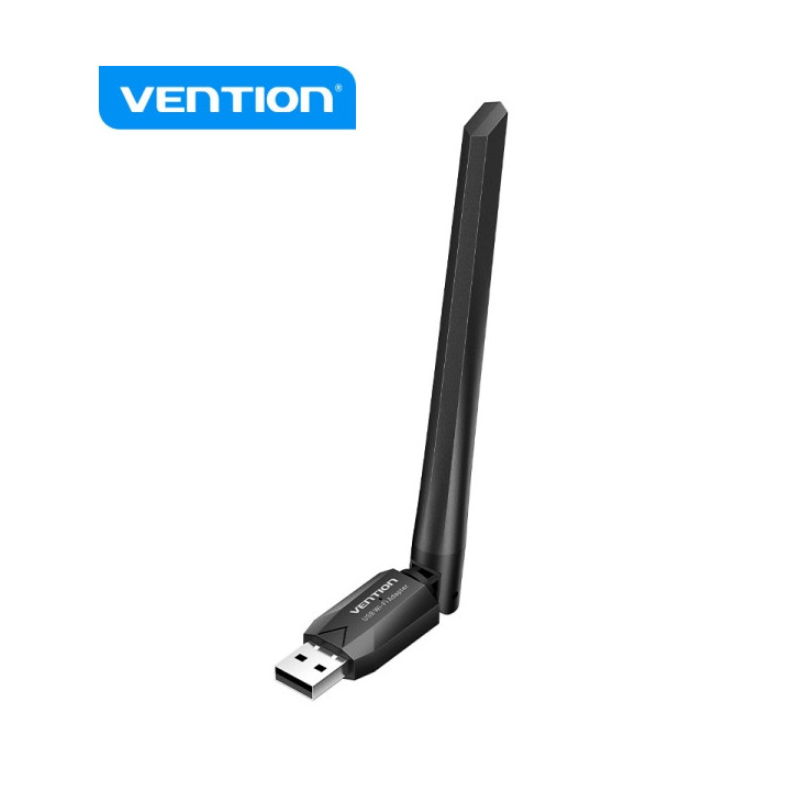 Vention KDUB0 Adaptador USB Wi-Fi AC650 - Dual Band - Antena 6dBi - Conexion Rapida y Estable - Facil Instalacion - Color Negro