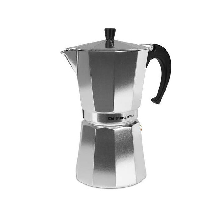 Orbegozo KF 1200 Cafetera Italiana de Aluminio Prepara 12 Tazas de Cafe Aromatico y Exquisito Mango Ergonomico - Valvula de Seg