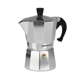 Orbegozo KF 300 Cafetera de Aluminio para 3 Tazas - Prepara Cafe Delicioso en Minutos en Cualquier Cocina - Mango Ergonomico y