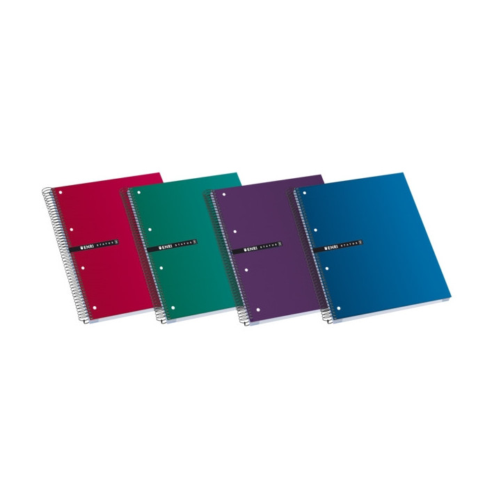 Enri Status A4+ Cuaderno Espiral Microperforado - Tapa Extradura - 120 Hojas - Colores Surtidos