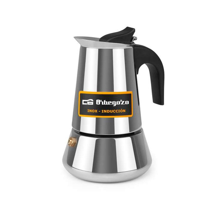 Orbegozo KFI 260 Cafetera de Acero Inoxidable Maximo Aroma en 2 Tazas Versatil para Gas - Vitroceramica - Electrico E Induccion