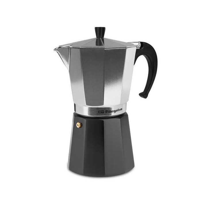 Orbegozo KFM 1230 Cafetera de Aluminio para 12 Tazas - Prepara Delicioso Cafe y Otras Bebidas con Facilidad - Mango Ergonomico