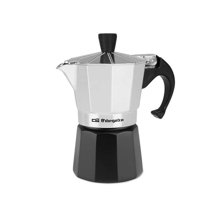 Orbegozo KFM 230 Cafetera de Aluminio para Dos Tazas - Prepara tu Cafe Favorito en Minutos con Seguridad y Comodidad - Ergonomi