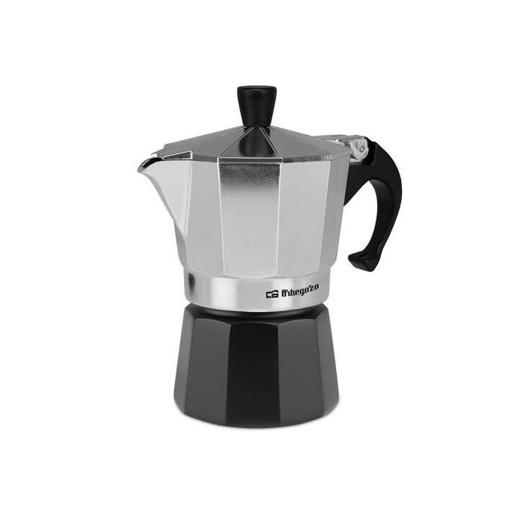Orbegozo KFM 330 Cafetera de Aluminio para Tres Tazas - Mango Ergonomico - Valvula de Seguridad - Compatible con Cocinas a Gas