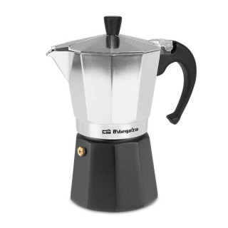 Orbegozo KFM 630 Cafetera de Aluminio - Prepara 6 Tazas de Cafe en Minutos - Mango Ergonomico para un Manejo Seguro - Valvula d
