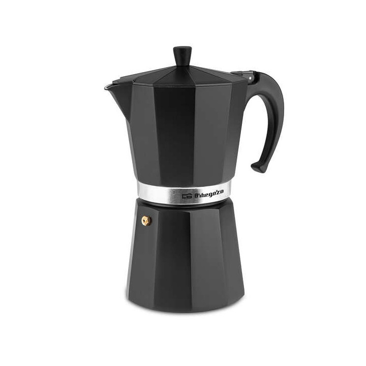 Orbegozo KFN 1210 Cafetera de Aluminio Negra - Capacidad para 12 Tazas - Mango Ergonomico - Valvula de Seguridad - Facil de Lim