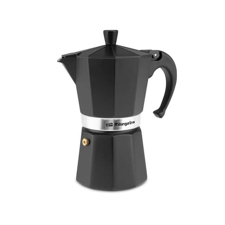 Orbegozo KFN 610 Cafetera de Aluminio Negra - Capacidad para Seis Tazas - Utilizable en Cocinas a Gas - Electricas y Vitroceram