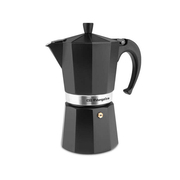 Orbegozo KFN 910 Cafetera de Aluminio Negra - Capacidad para 9 Tazas - para Cocinas a Gas - Electricas y Vitroceramica - Asa Er