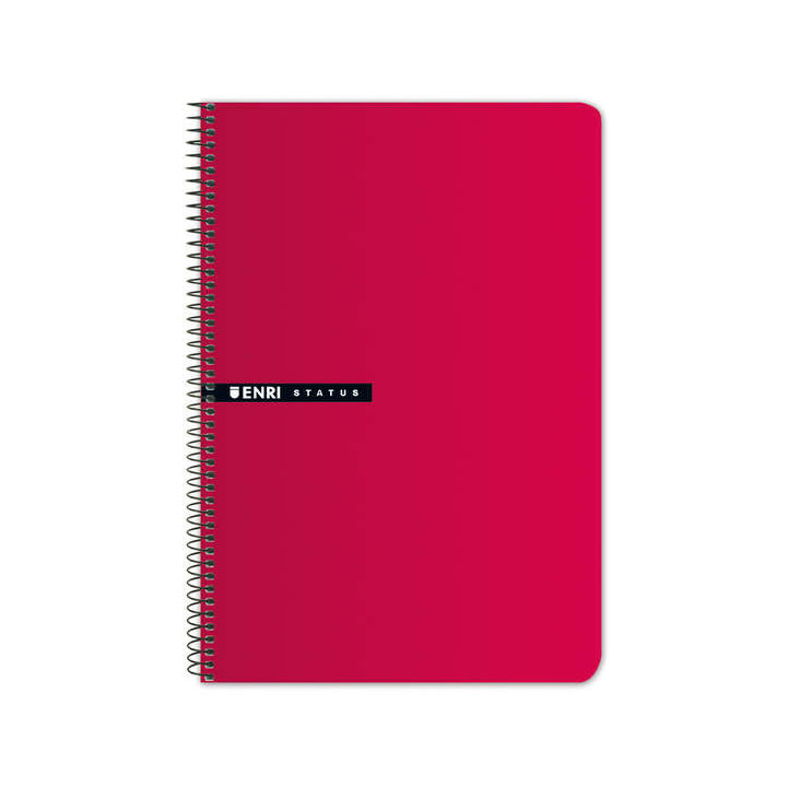 Enri Status Fº Tapa Dura Cuaderno Espiral 4x4 con Margen 100 Hojas Rojo - Resistente Tapa Dura - Cuadriculado 4x4 con Margen -