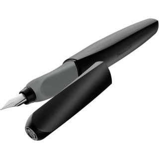 Pelikan Twist Pluma Estilografica Escolar Recargable - Plumilla de Acero Inoxidable Punto M - Cuerpo Color Negro (946806)