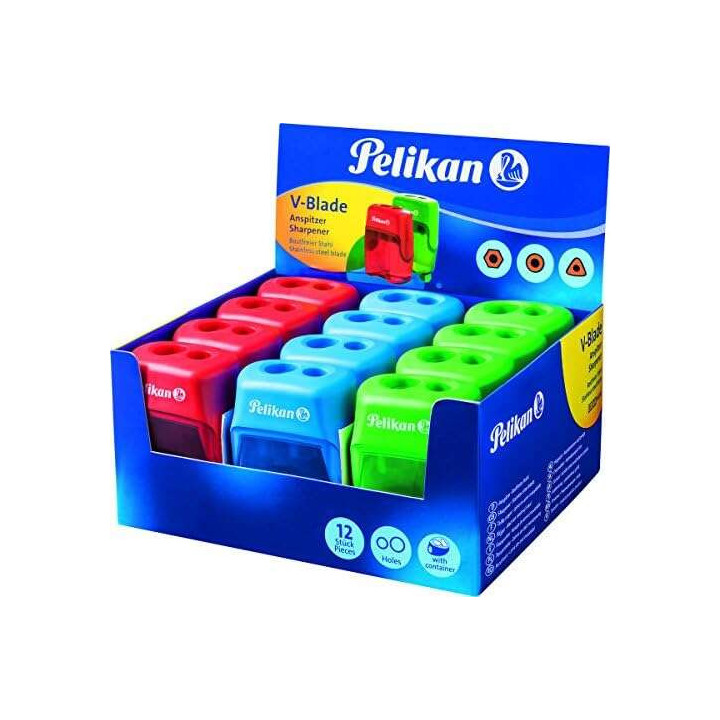 Pelikan V-Blade Sacapuntas Doble Orificio + Deposito - Colores Azul