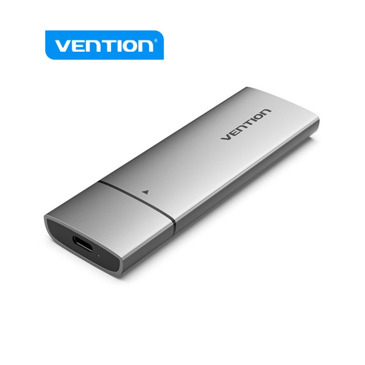 Vention Carcasa para SSD - USB 3.1 Gen 2C - 10 Gbps - Aluminio - Compatible M.2 NVMe - Incluye cable USB-C - Color Gris