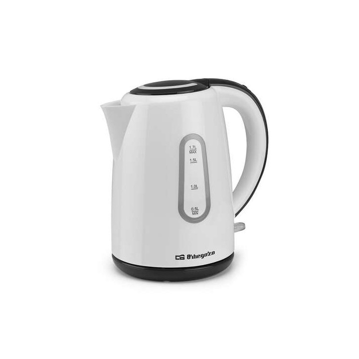 Orbegozo KT 6004 Hervidor de Agua Rapido y Seguro - Potente 1850-2200W - Capacidad 1.7L - Asa de Tacto Frio - Visor de Nivel -
