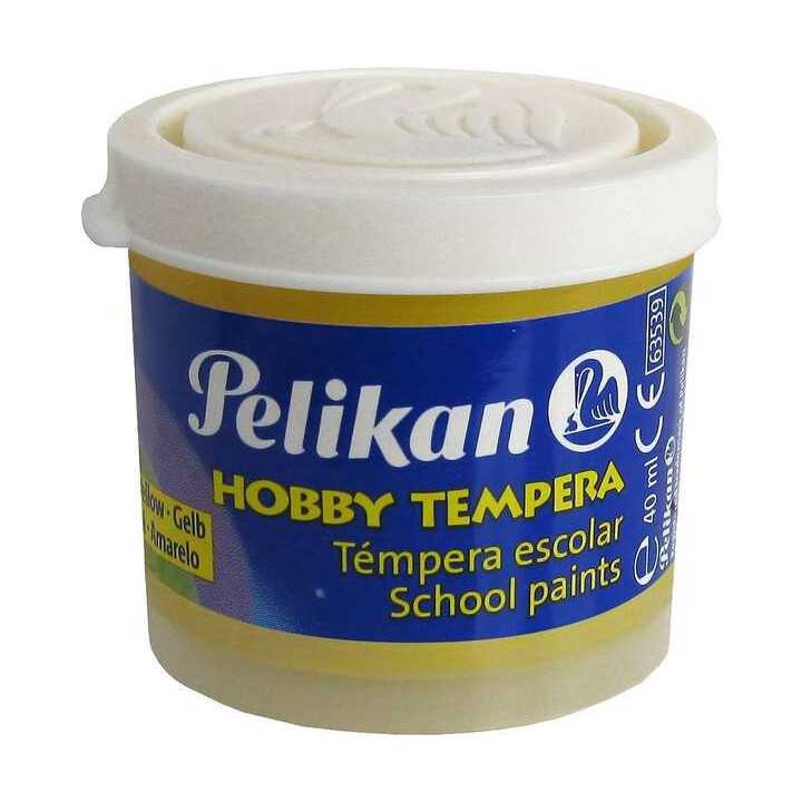 Pelikan Tempera Escolar Frasco 40ml - Facil de Lavar - Ideal para Actividades Escolares - Color Amarillo